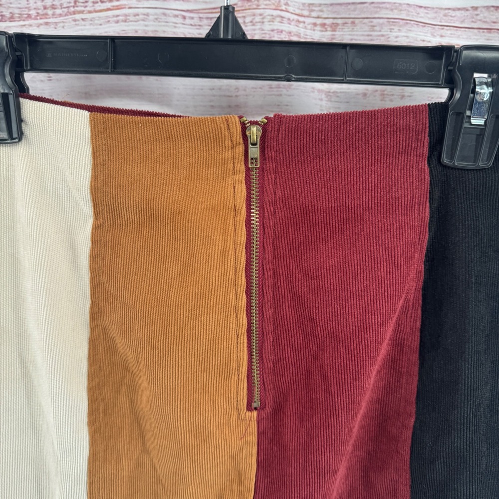 Altard State Colorblock Corduroy Mini Skirt Small Black Burgundy Mustard Cream - Picture 5 of 10